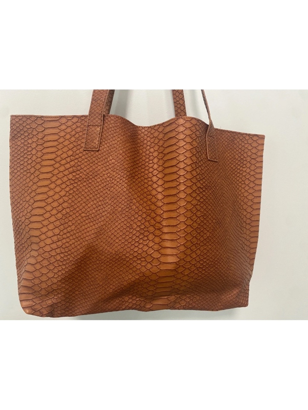 BLOOMINGDALES made exclusively for
Faux Snake-Embossed Tan Tote Bag - Picture 3 of 12